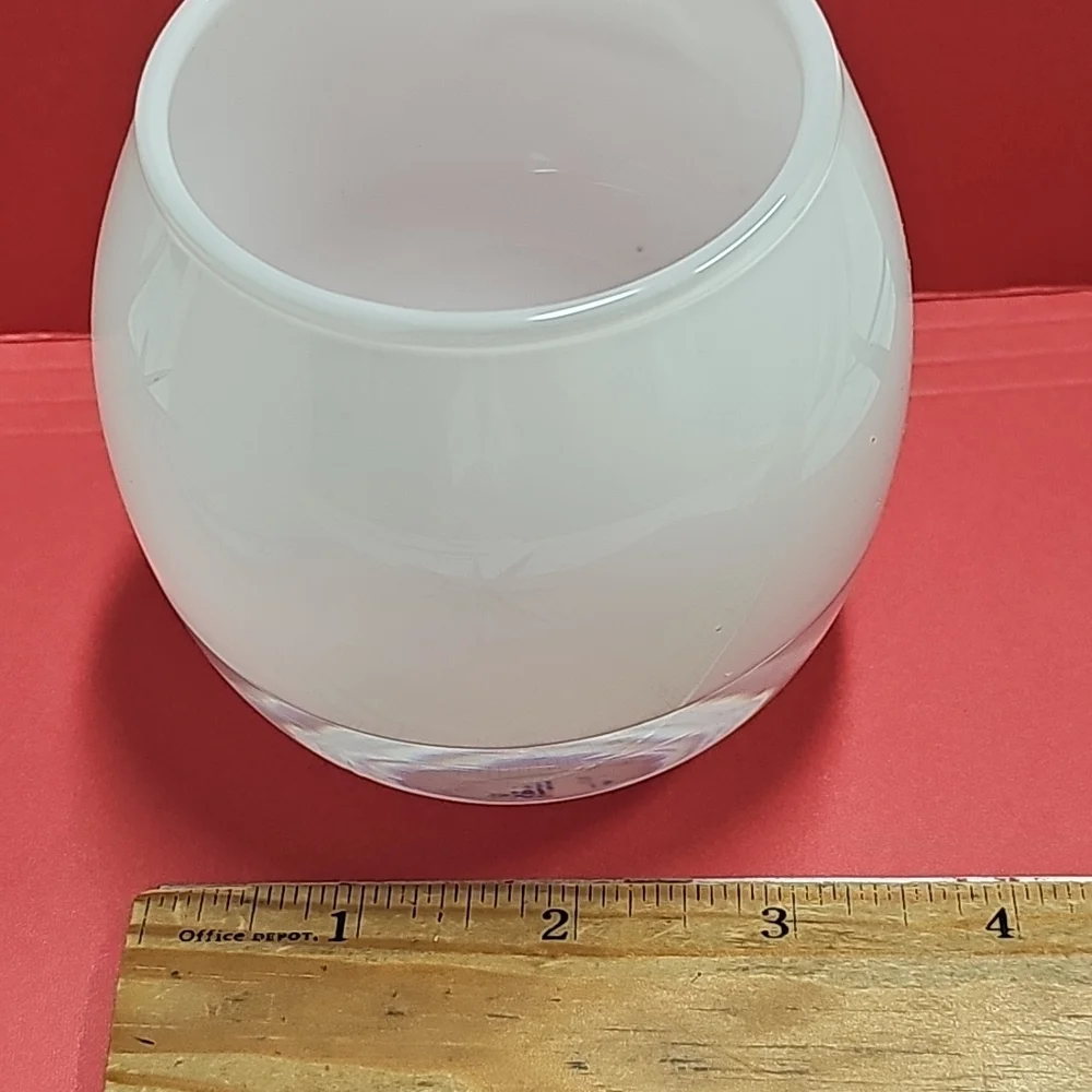 New Crate & Barrel White Glass votive / Candle Holder Starburst Made In Poland